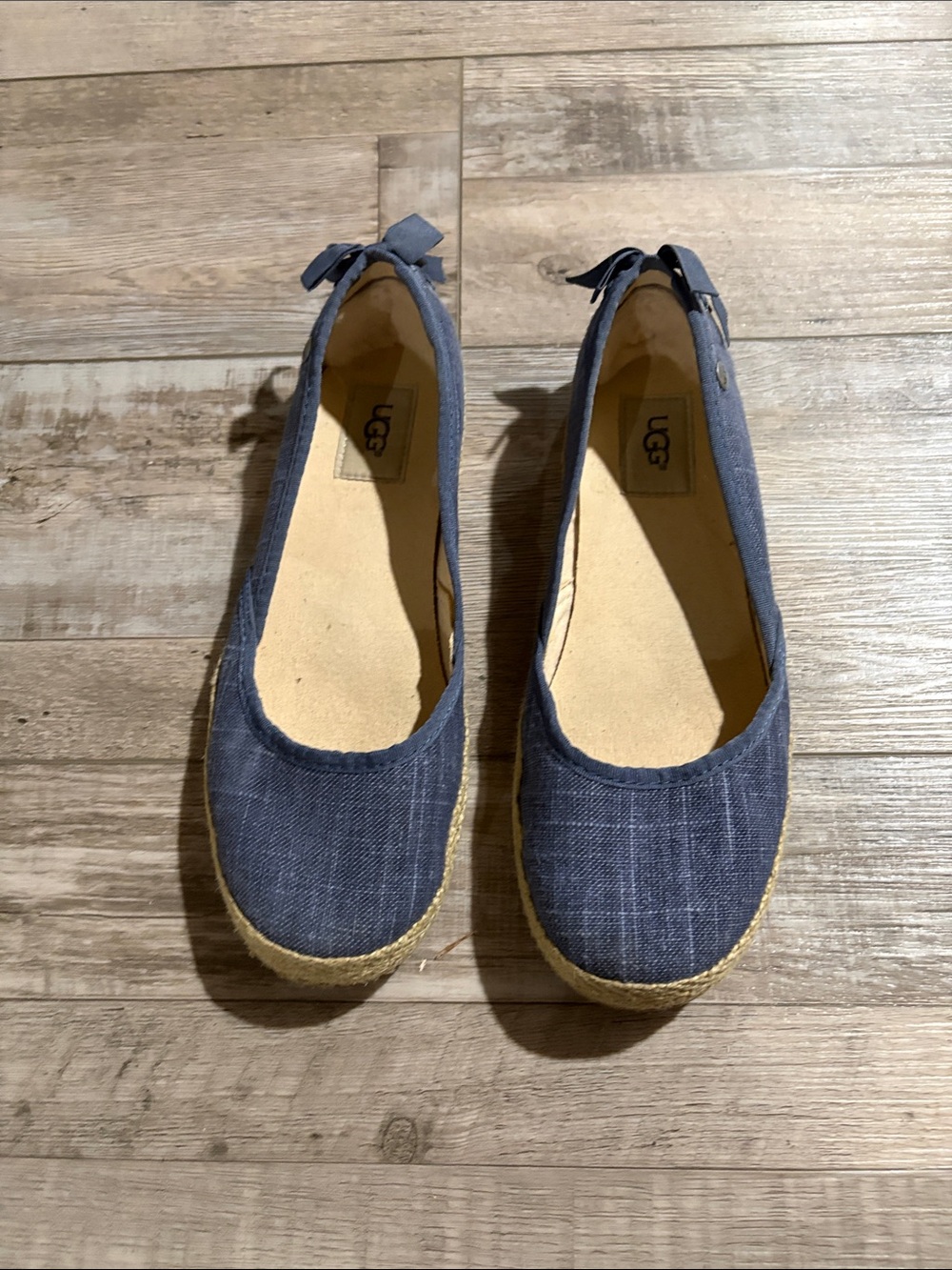 UGG Navy Espadrille Ballet Flats with Heel Bow